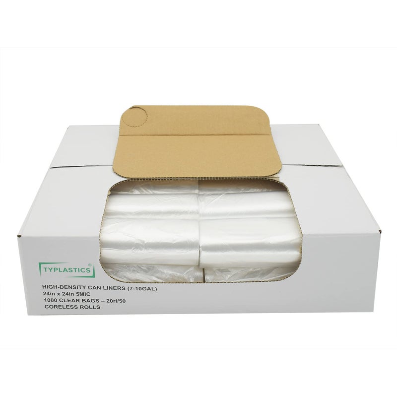 TYPLASTICS Trash Can Liner - Wholesale 1000 Count Garbage Bags on Perforated Roll 7-10 Gallon Multipurpose for Office Bathrooms Business Home Commercial and Industrial Needs 24" x 24" - Image 1